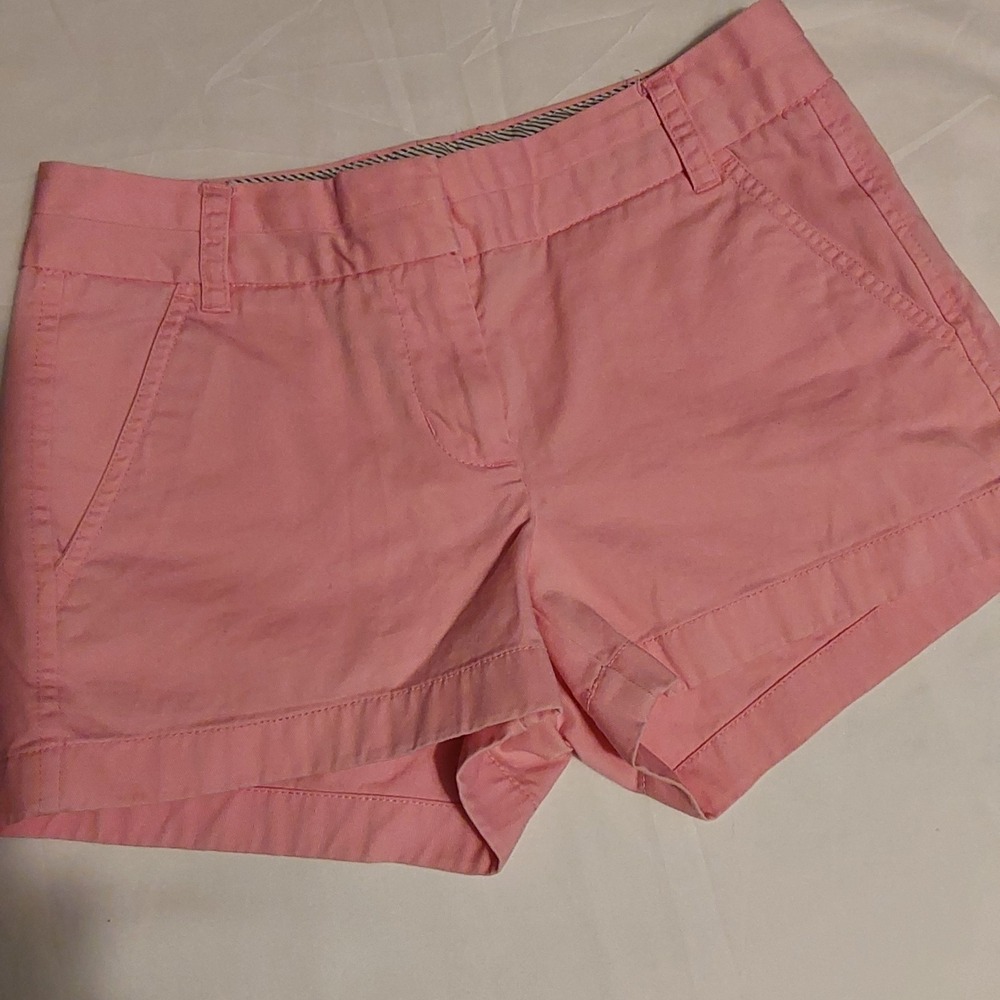 J.‎ CREW Womens Chino Cotton Flat Front 3" Shorts Size 0 Pink